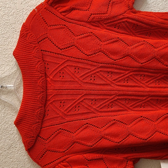 Hazel Moon Round Neck Sz XL Short Sleeves Red Cardigan Floral Embroidery B31 X P - Picture 6 of 14